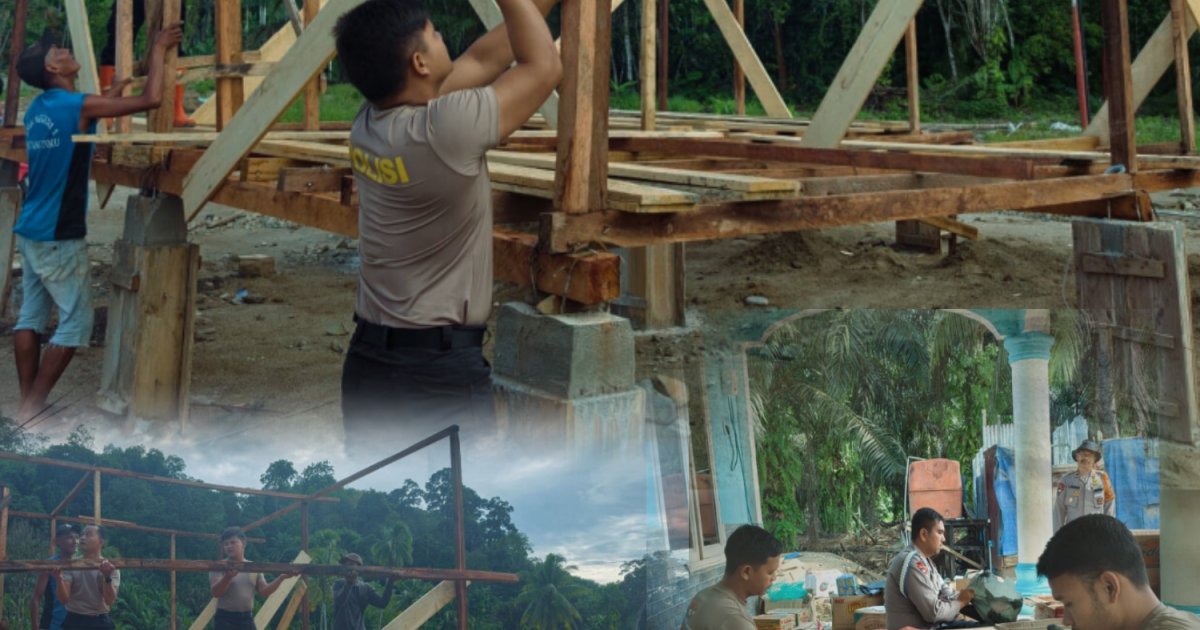 Brimob Batalyon C Bergerak Bersama Warga: Bangun Huntara dan Siapkan Bantuan Sembako