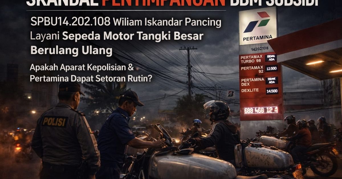 Aparat Hukum dan Pertamina diduga lindungi praktik penjualan pengisian BBM subsidi secara berulang di SPBU 14.202.108 William Iskandar Pancing