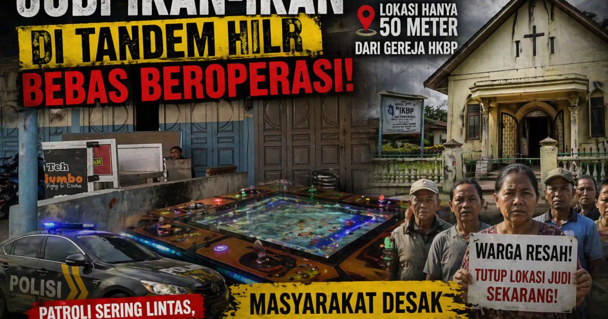 Katanya Patroli sering melintas, Judi tembak ikan di Tandem Hilir beroperasi bebas 50 meter dari Gereja HKBP