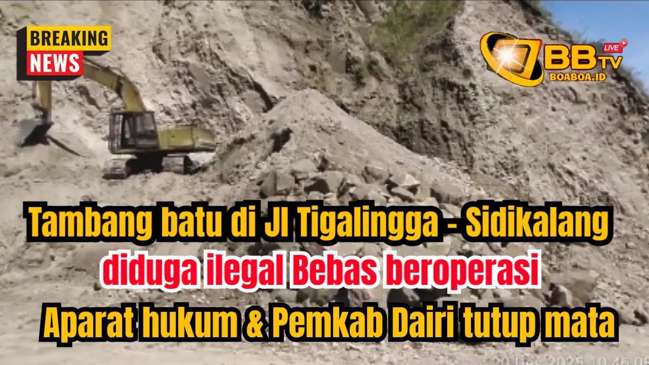Tambang batu diduga ilegal, beroperasi di perlintasan jl. Tigalingga Sidikalang, Aparat hukum tutup mata