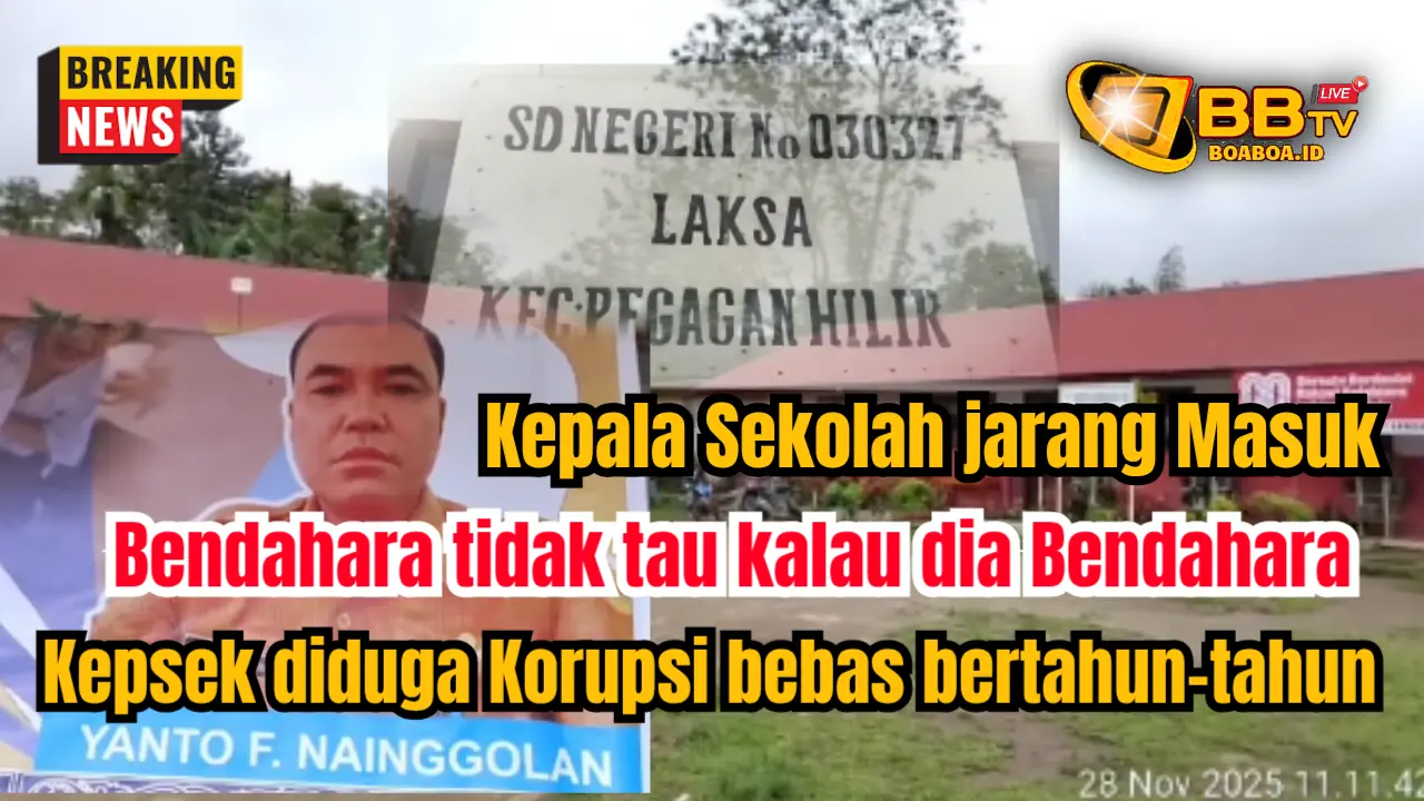 Kepsek jarang masuk, Bendahara tidak kalau ia ditetapkan sebagai Bendahara, Kepsek SD 030327 Laksa diduga Korupsi Sendiri