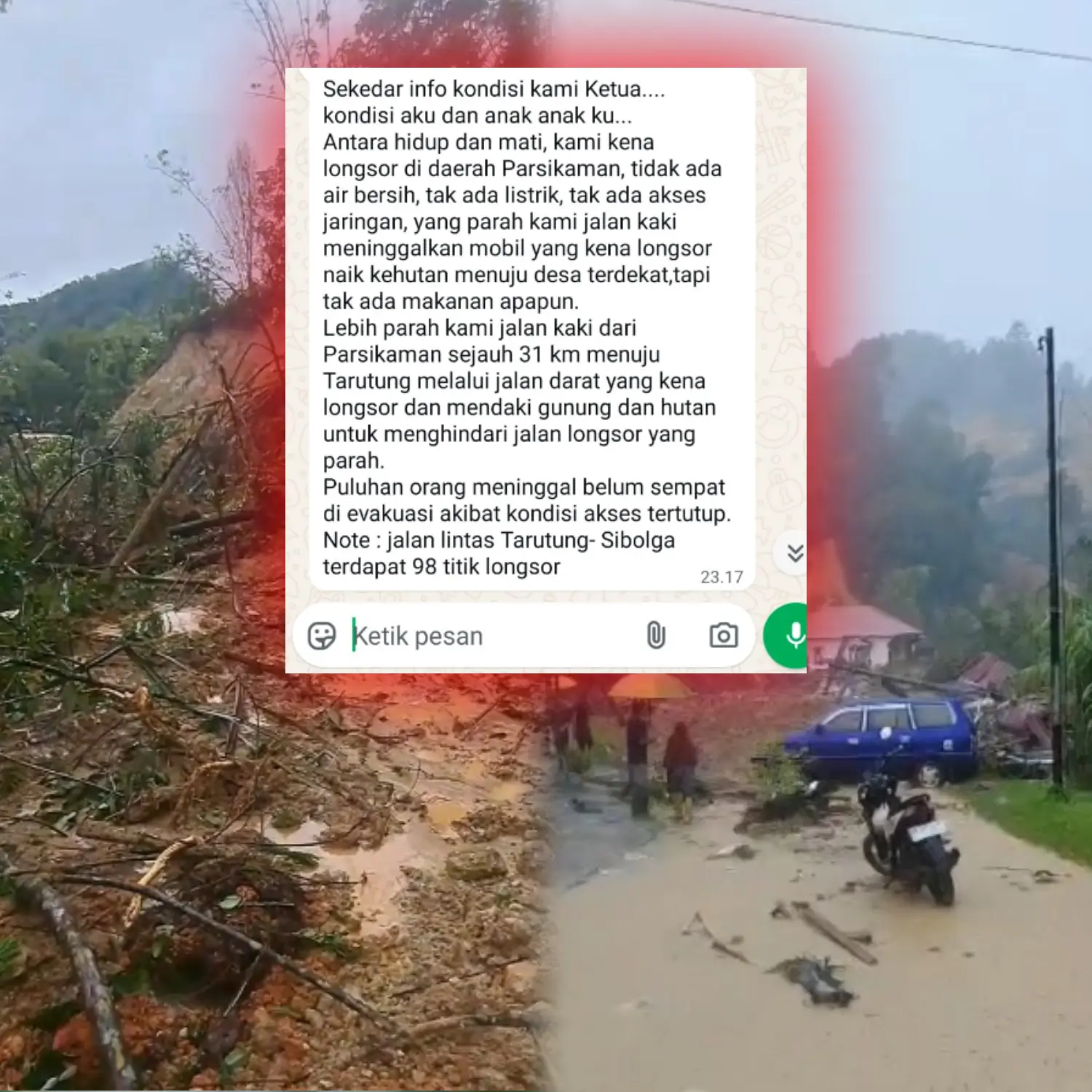 Wartawan dan Keluarganya Terjebak Longsor Parsikaman, hingga kini belum ada kabar